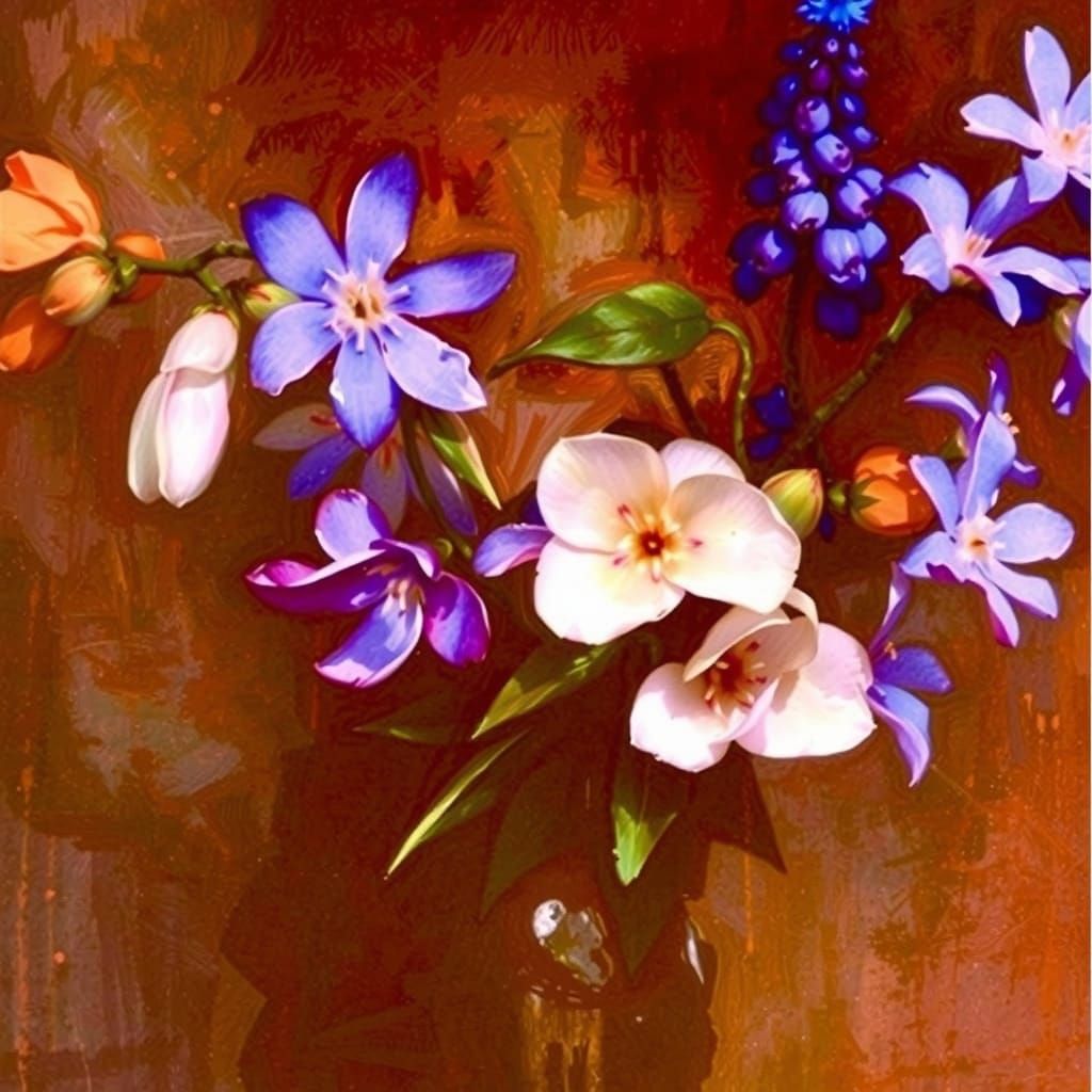Vibrant Oil Painting of Flowers