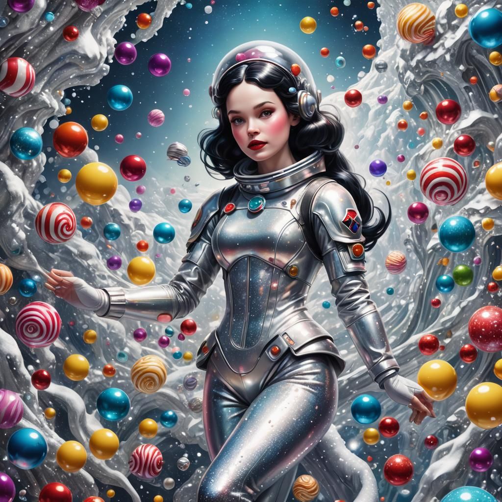 Snow White Space Mermaid in Candy Art Style