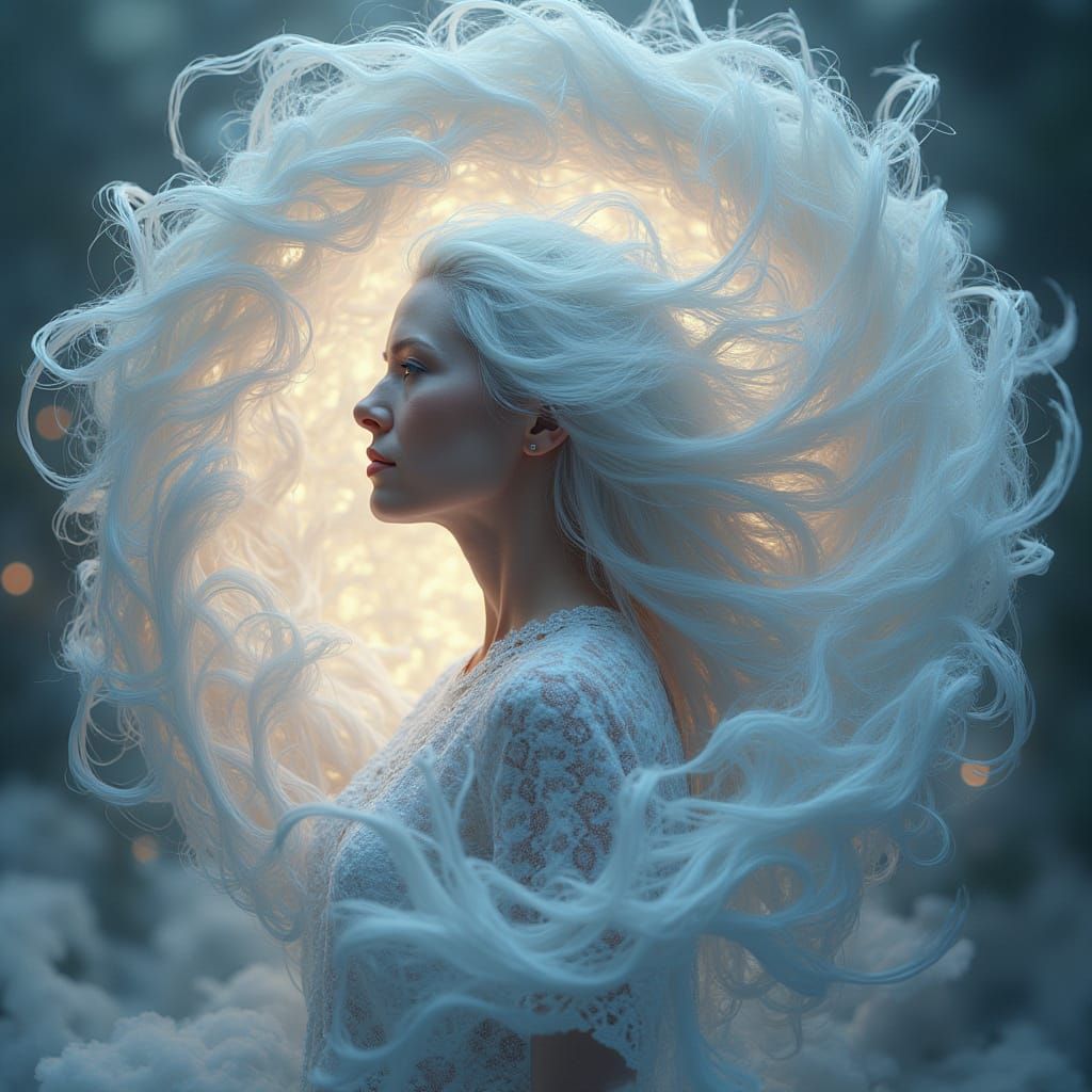 Dreamlike Goddess Emerge from Fractal Vortex