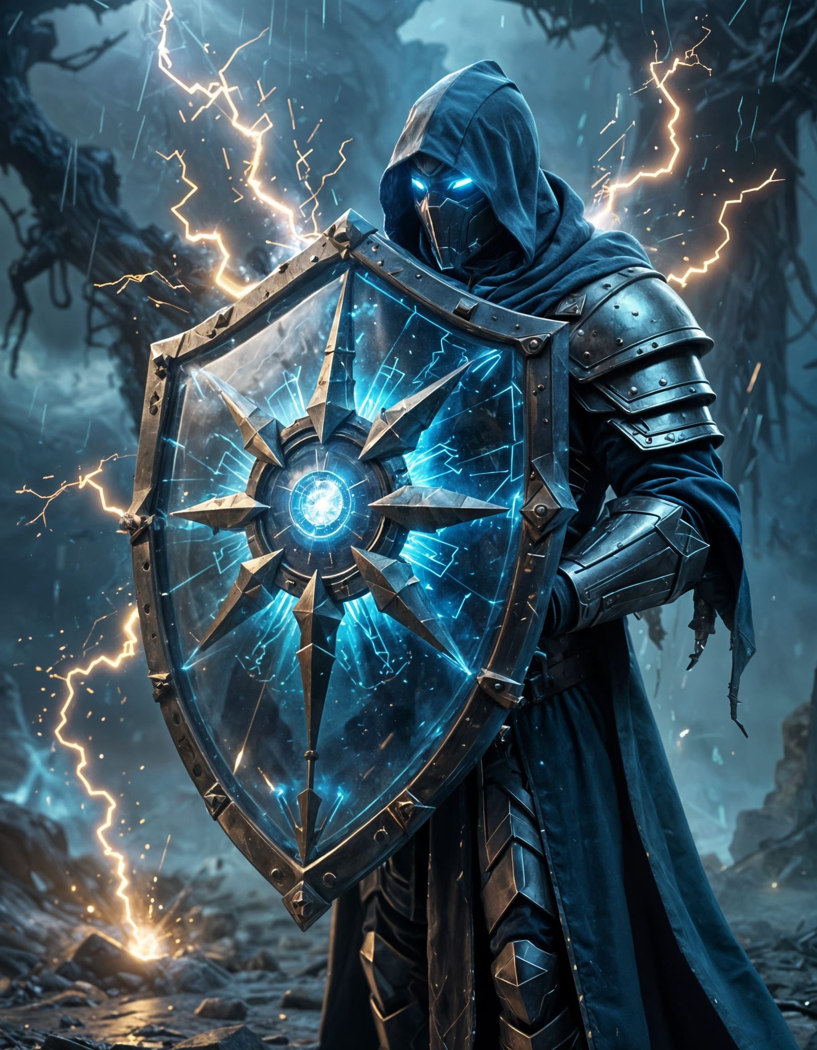 Warlock Wields Glowing Holographic Shield in Post-Apocalypti...