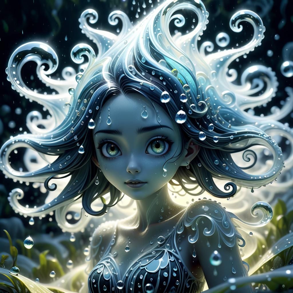 Dewdrop Ghost Girl: Fantasy Concept Art by Burton