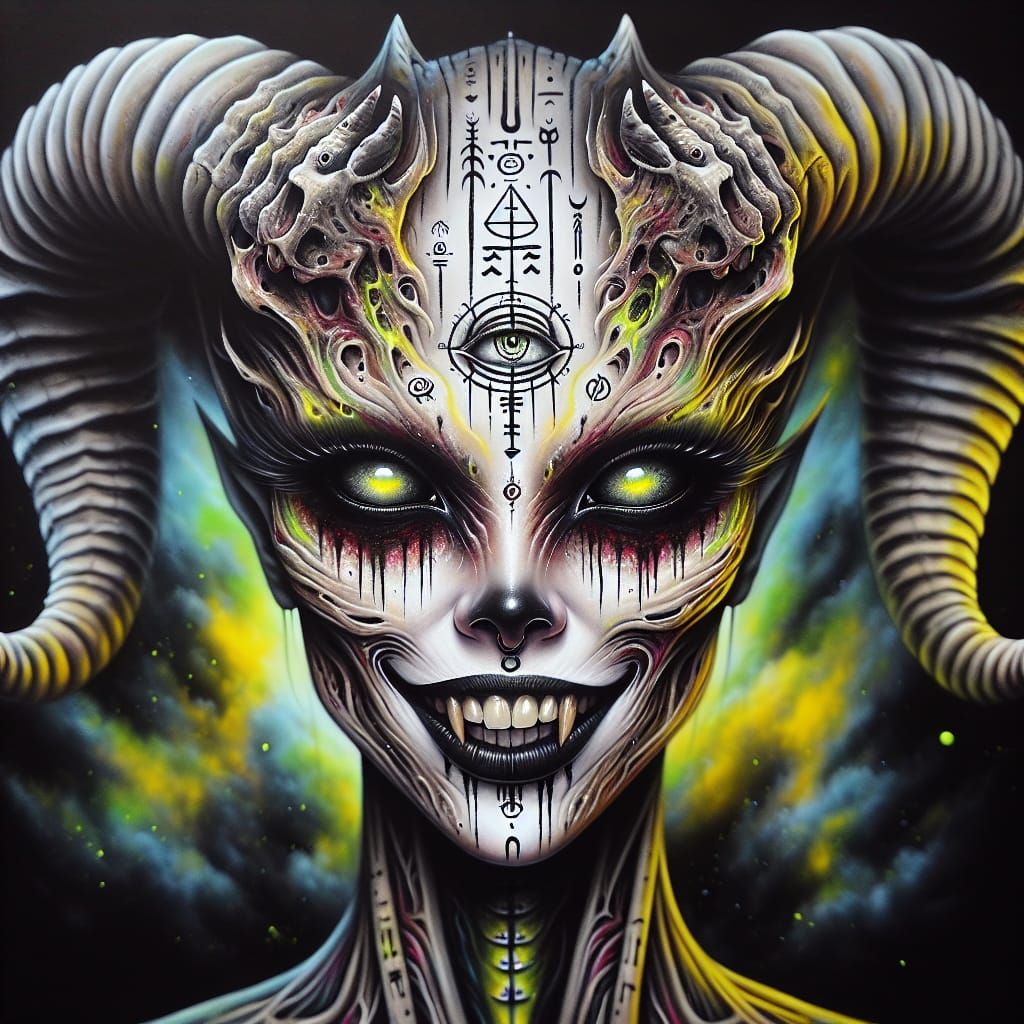 dark ethereal surreal horror, focus on a full length portrai...