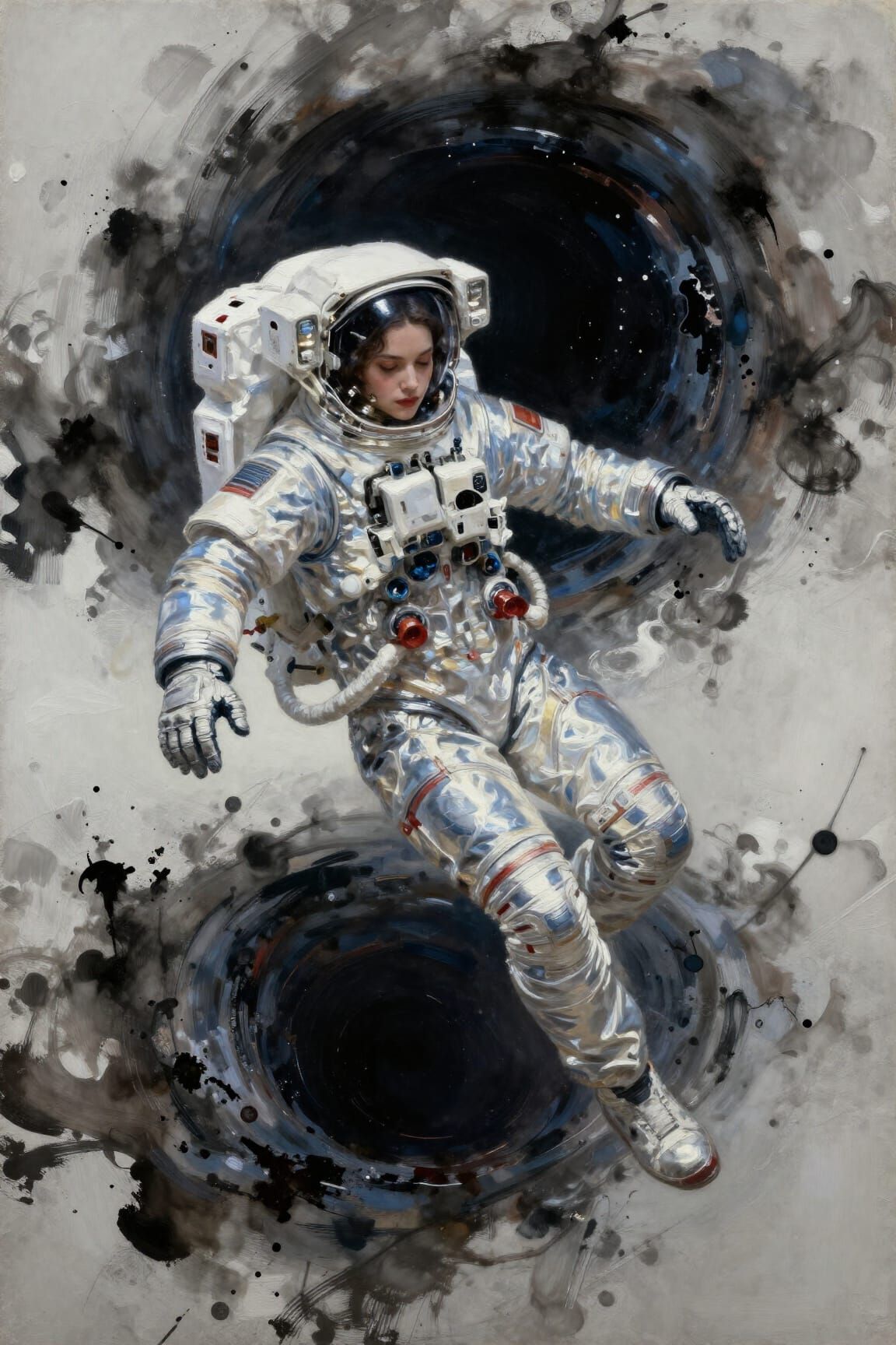 Astronaut Falling Into Black Hole Oil Painting