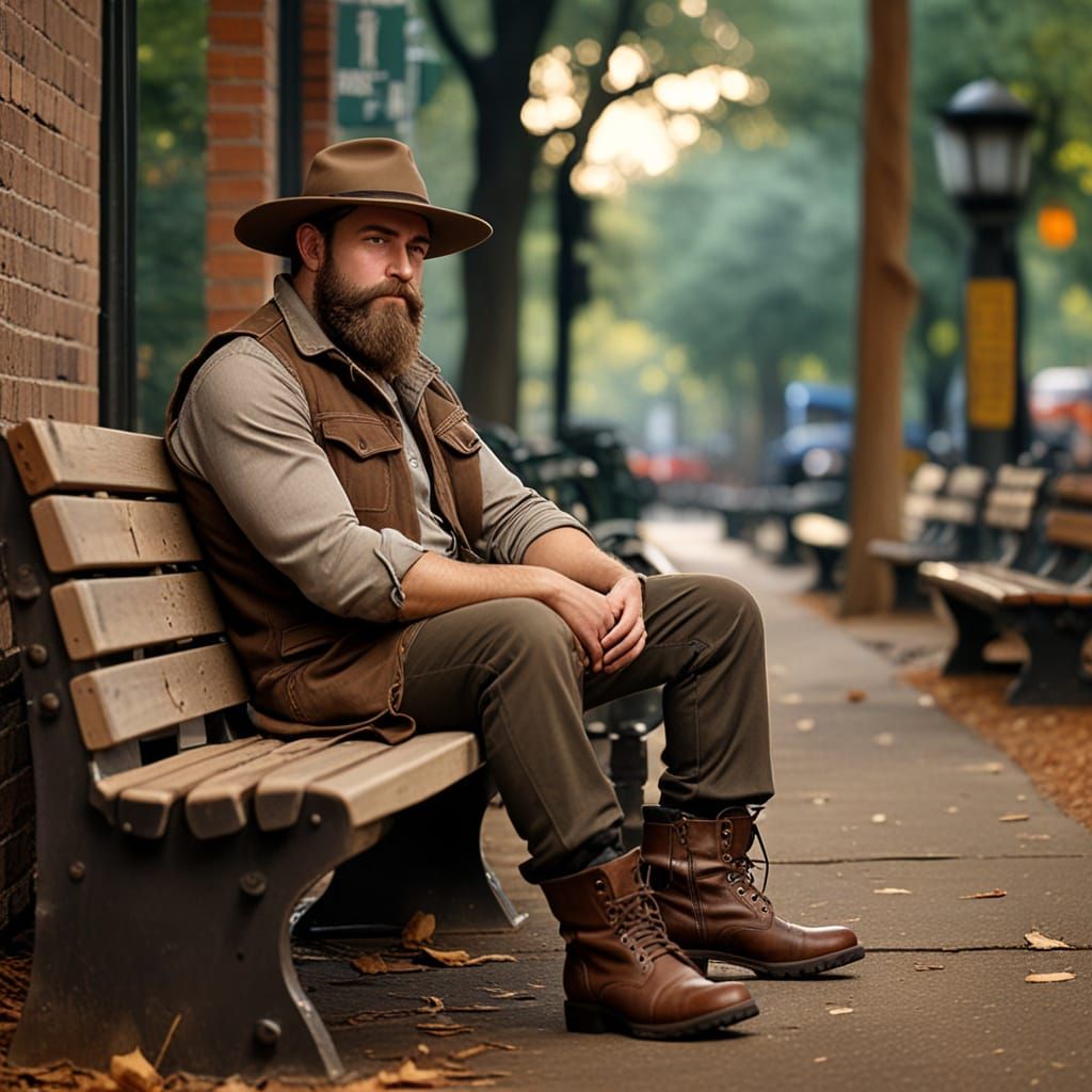 Rugged Outdoorsman in Late Afternoon Serenity