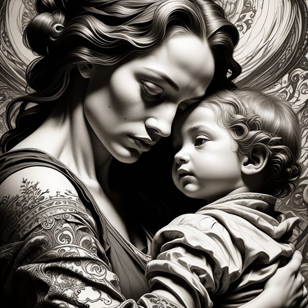 Baroque Masterpiece in Ink Drawing Style