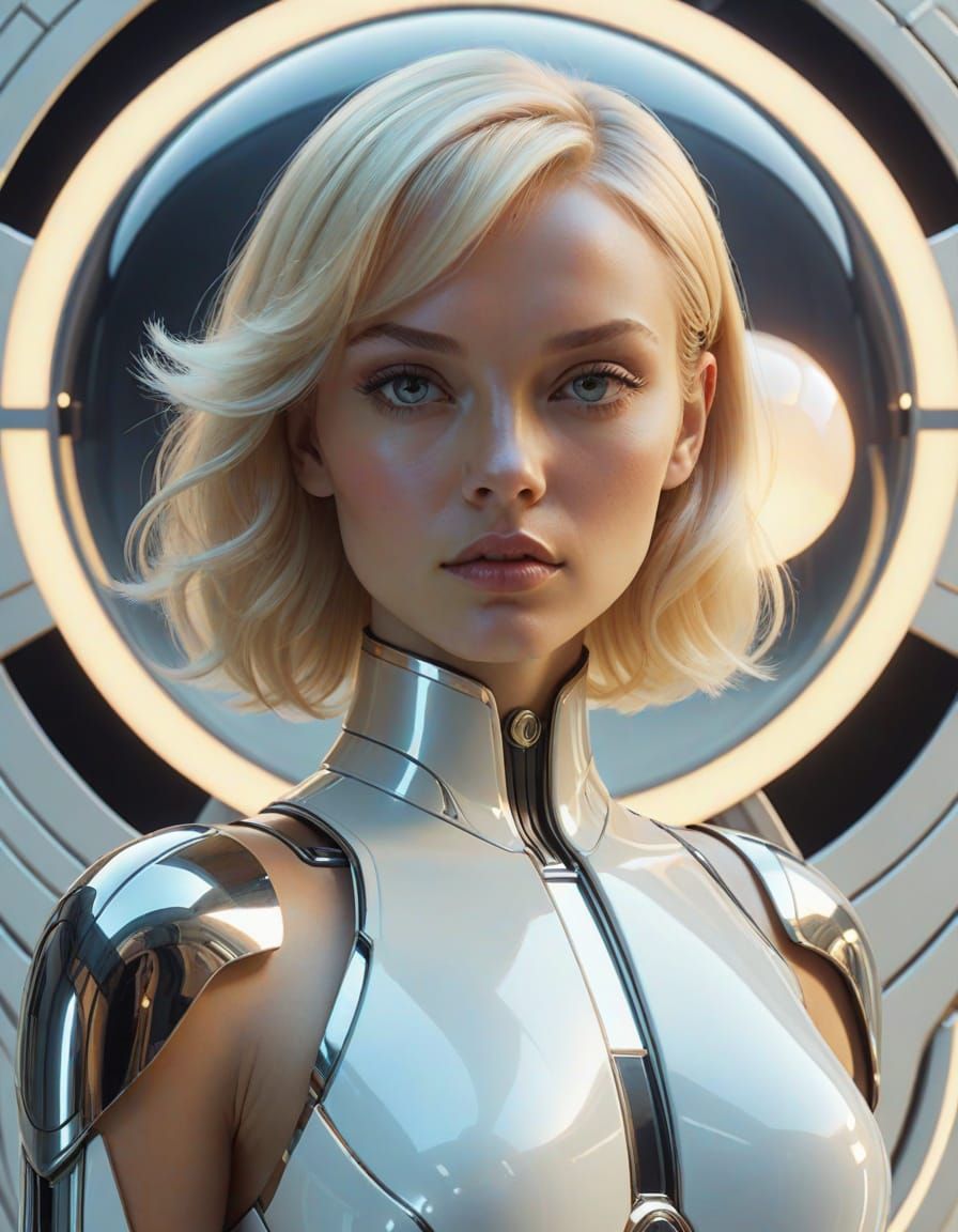 Sci-Fi Art Deco Woman in Metallic Setting