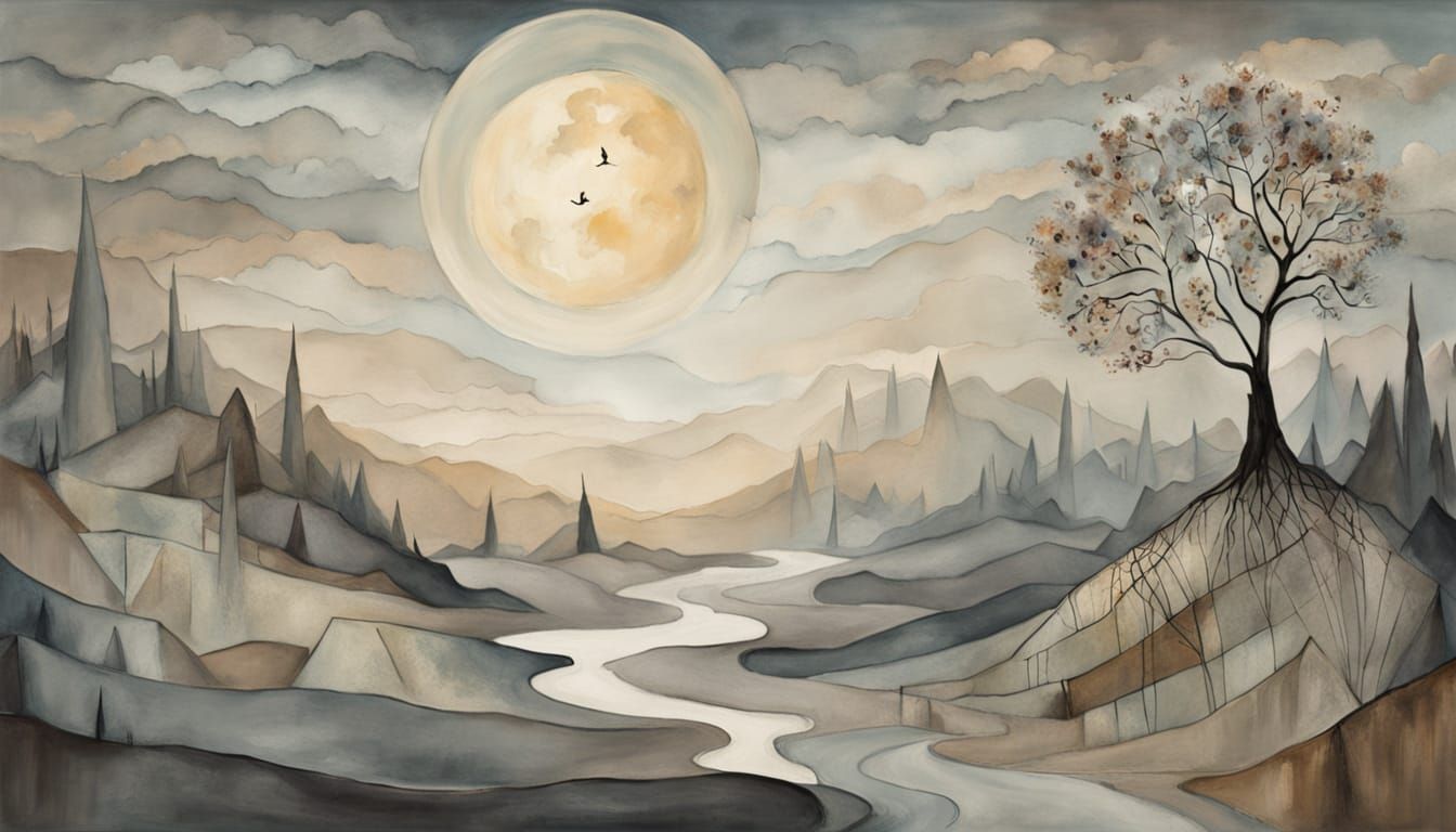 Jack Skellington on Spiral Cliff Edge in Watercolor