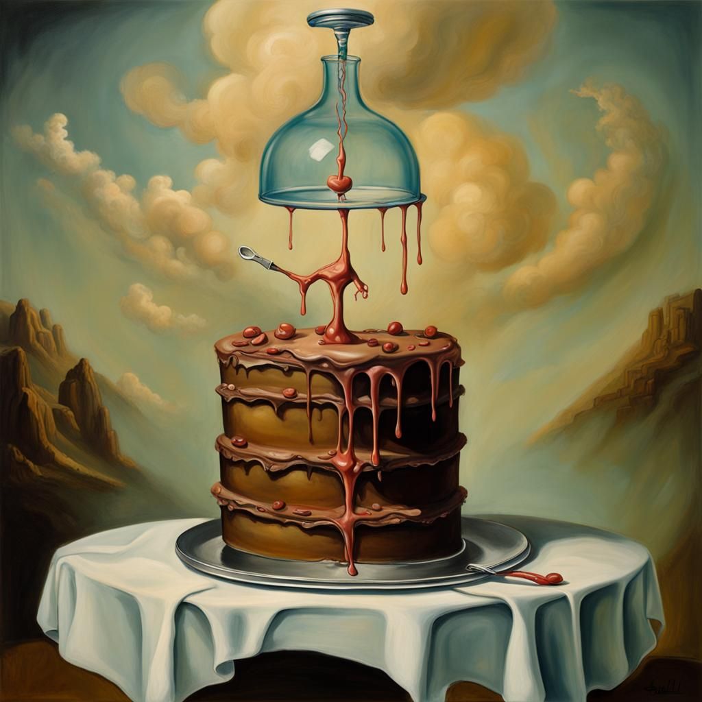 Surreal Healer's Patient Cake in Dali Style