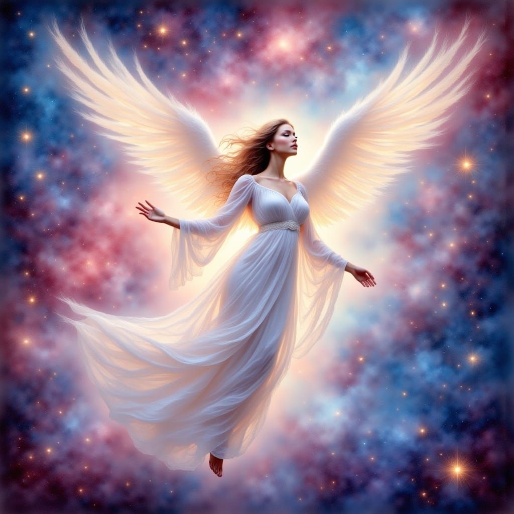 Angelic Being Among Twinkling Stars