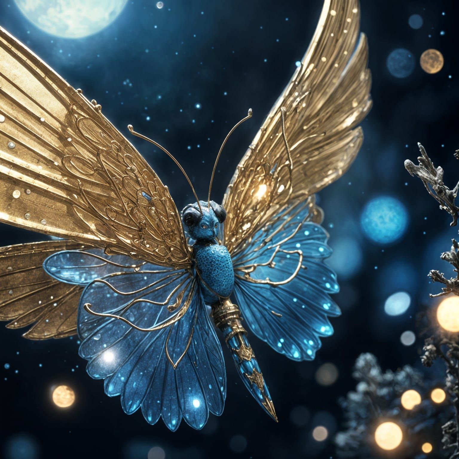 Cute Blue Fairy with Butterfly Wings