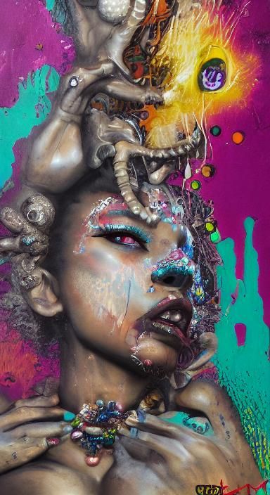 Surreal Voodoo Priestess in Underground Cave