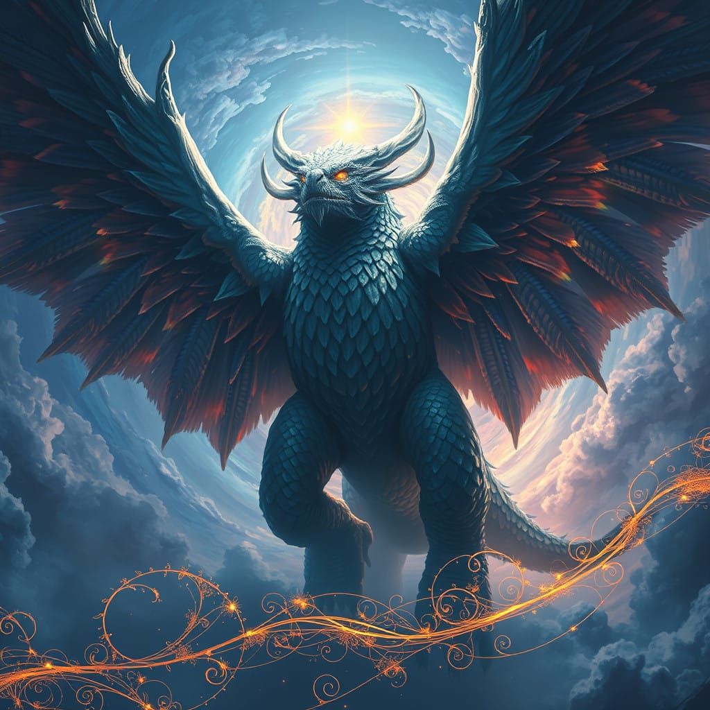 Divine Behemoth Ascends from Celestial Vortex