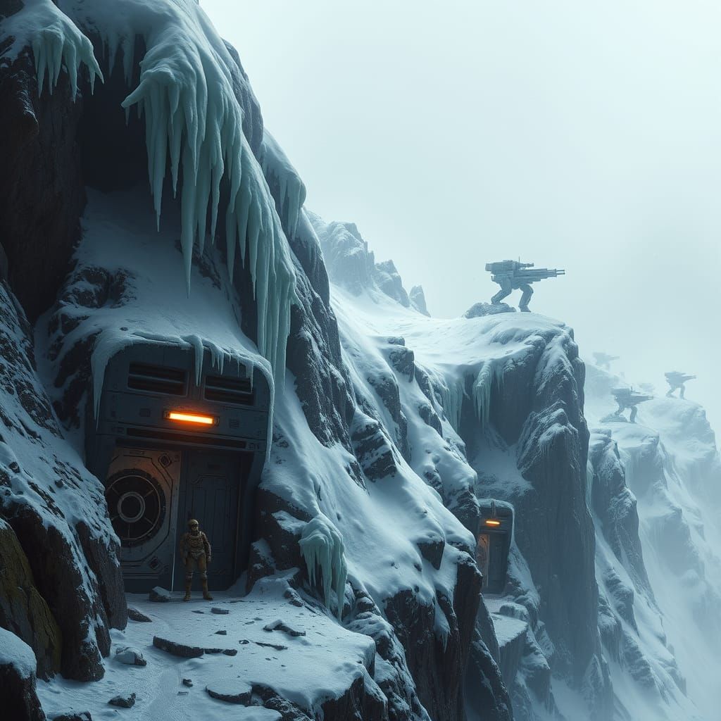 Snow-Shrouded Outpost on a Jagged Mountainside