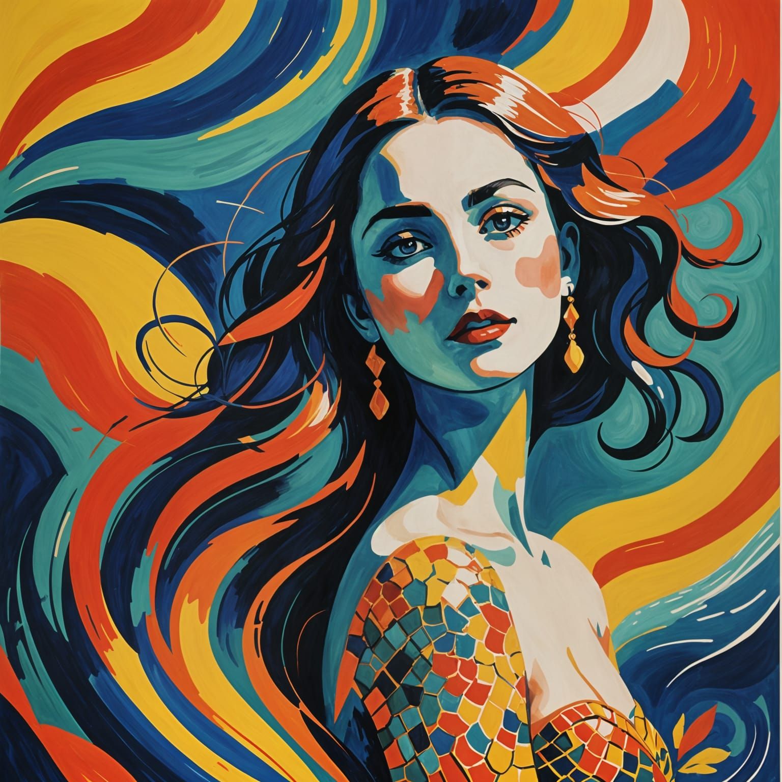 Vibrant Water Scene in Bold Brushstrokes, Inspired by Fauvis...