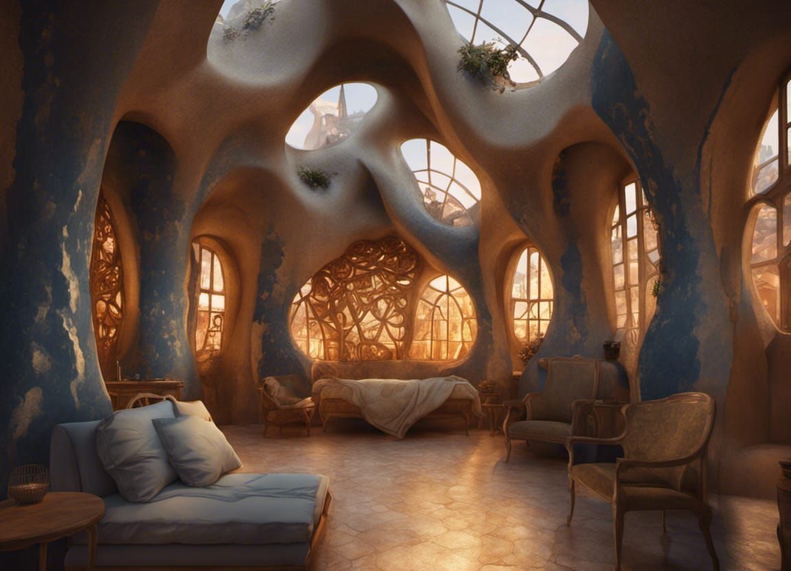 Casa Mila Attic Interior: Fantastical Matte Painting