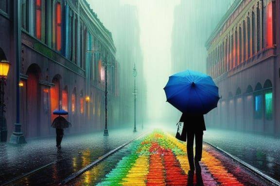 Crayon Silhouettes on Rainy Day: Digital Matte Painting