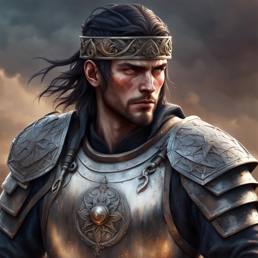 Anime Warrior in Battle Armor: Hyperrealistic Fantasy Art