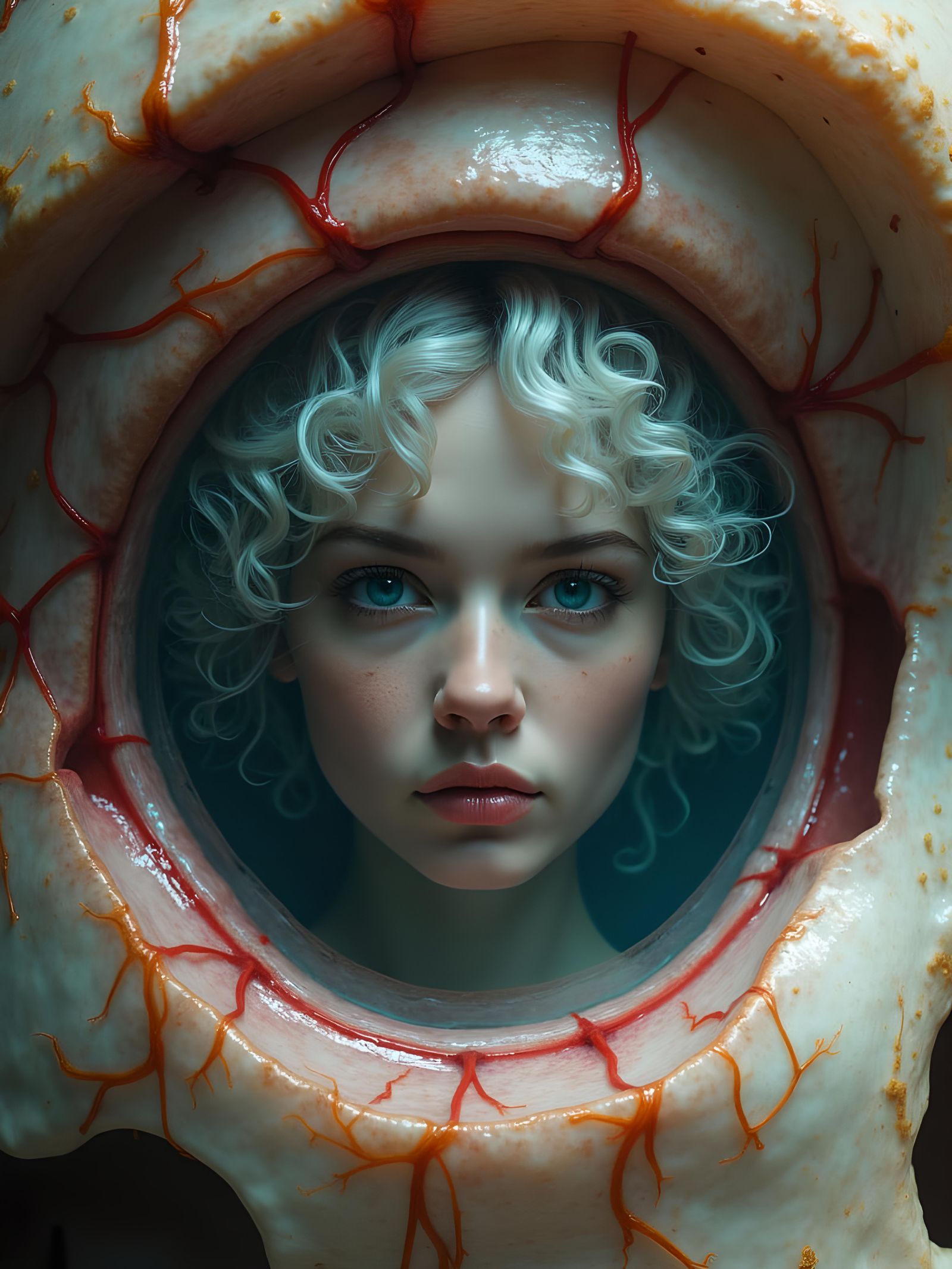 View from Inside Skull with Steampunk Engine