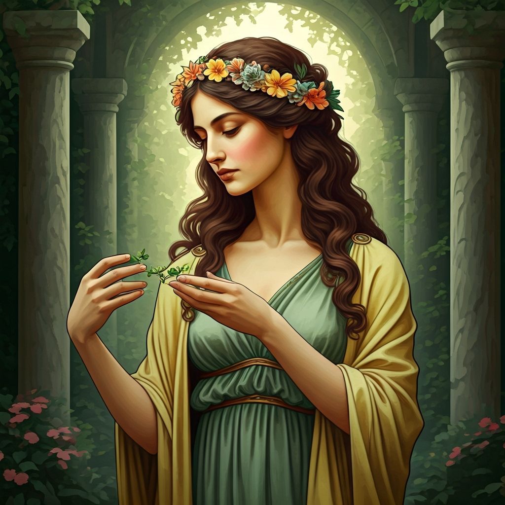 Greek Goddess Auxo Nurturing Glade, Digital Matte Painting