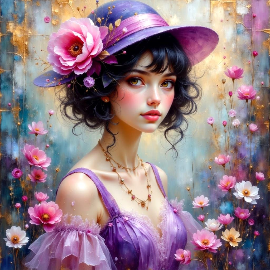 Enchanting 1920s Girl Portrait in Watercolor