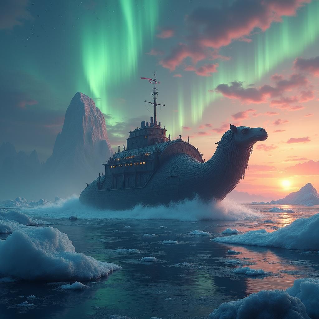 Camel Mothership Navigates Icy Arctic Waters