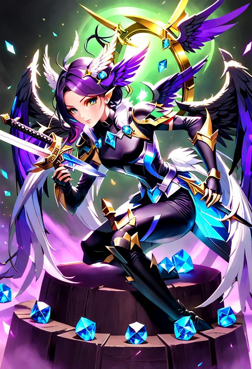 Dualistic Nephalem with Wings in Anime Style