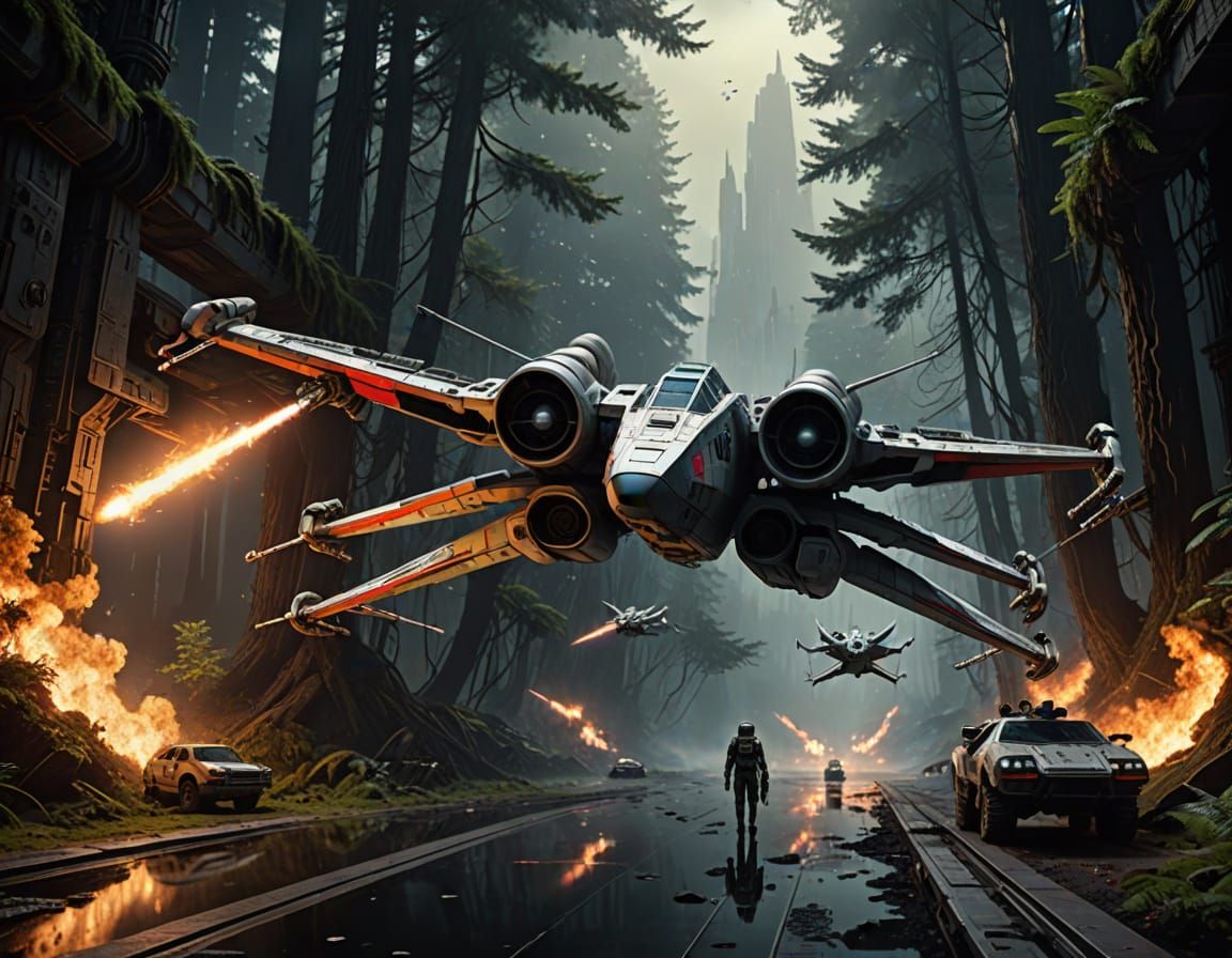 Epic Starfighter Battle Above Endor in Cinematic Style