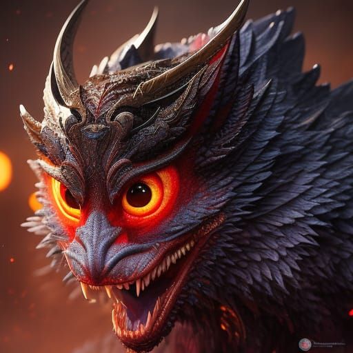 Sad Purple Dragon Portrait in Hyperdetailed Digital Art