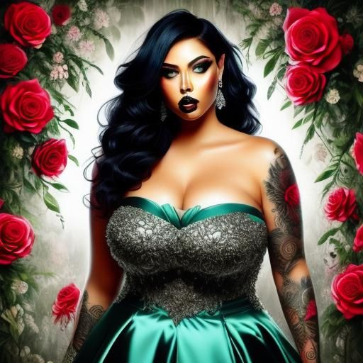 Plus Size Woman with Floral Tattoos