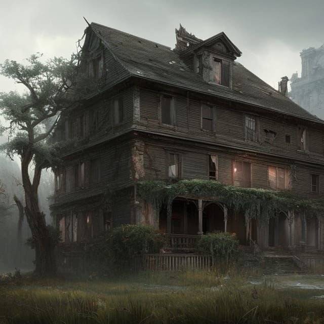 Abandoned House Interior as Dark Fantasy Concept Art