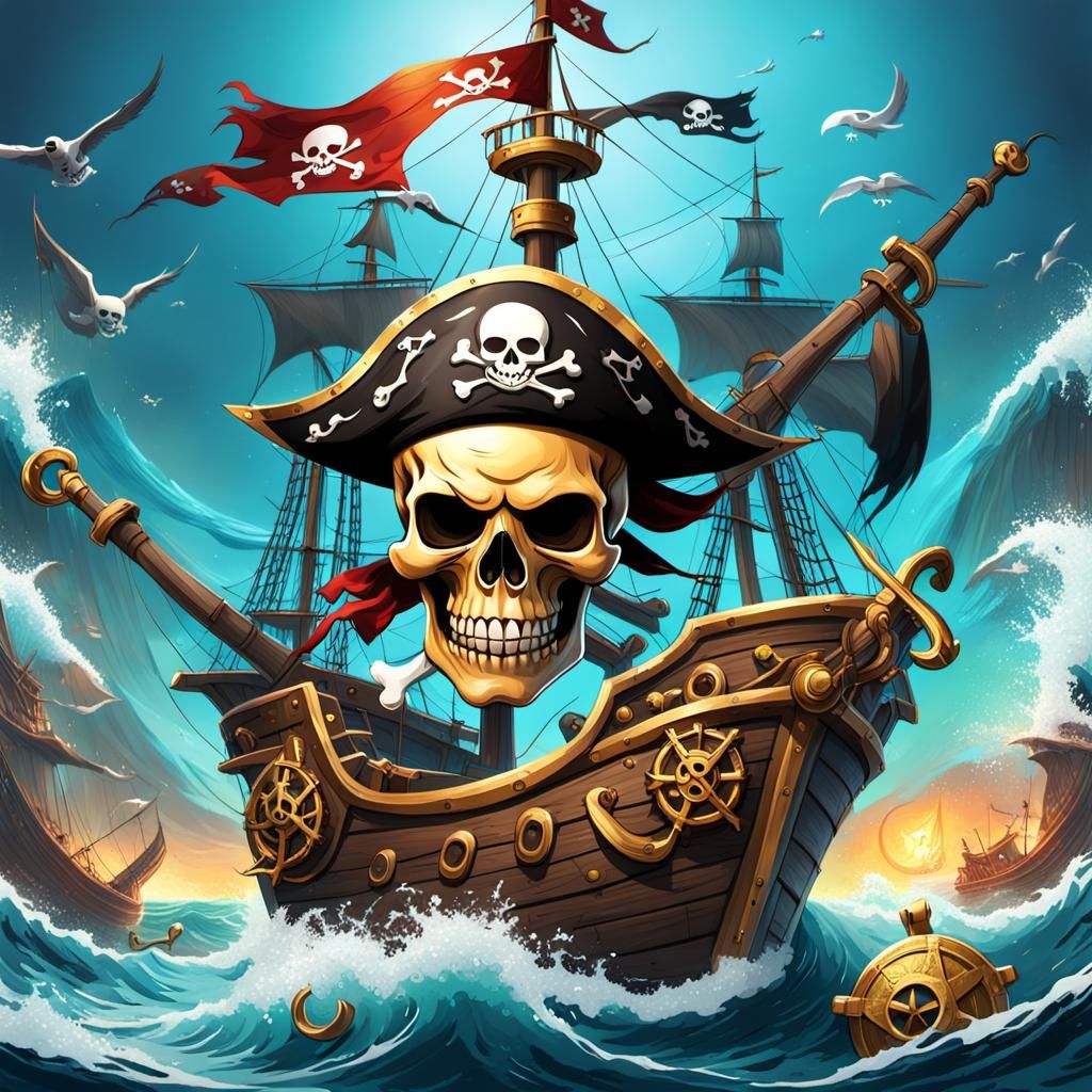 Playful Pirate Flag Concept Art in Fantasy Style