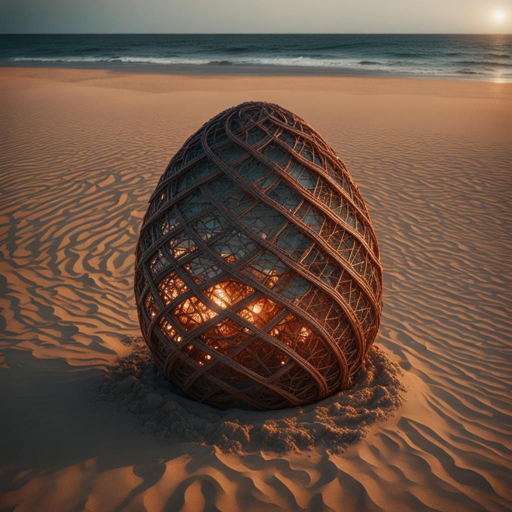Dragon Egg Woven from Precious Metal Wire
