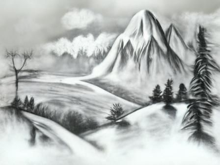 Charcoal Landscape Drawing