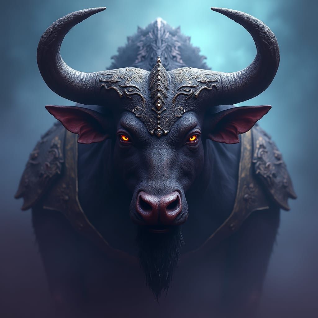 Majestic Minotaur Face in Mystical Armor