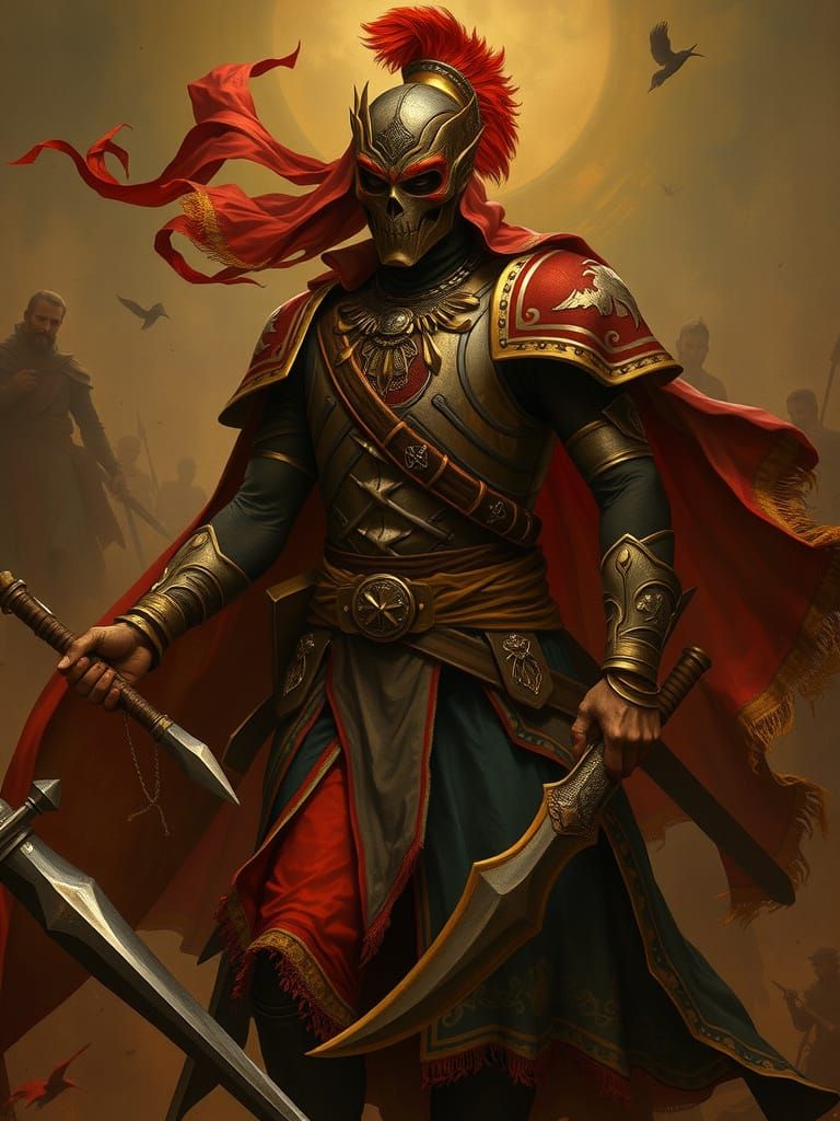 Epic Warrior Fighting with Two Axes