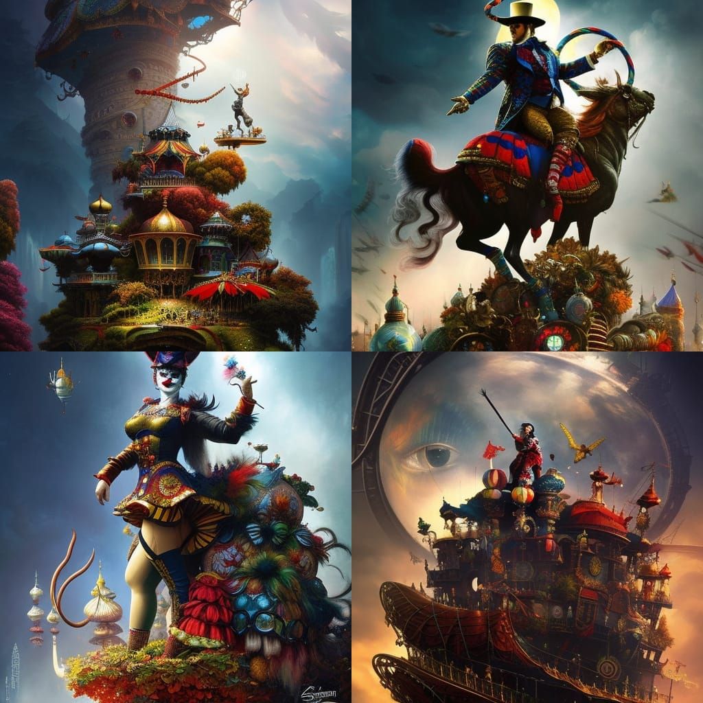 Detailed Circus Clown Portrait in Digital Art Style