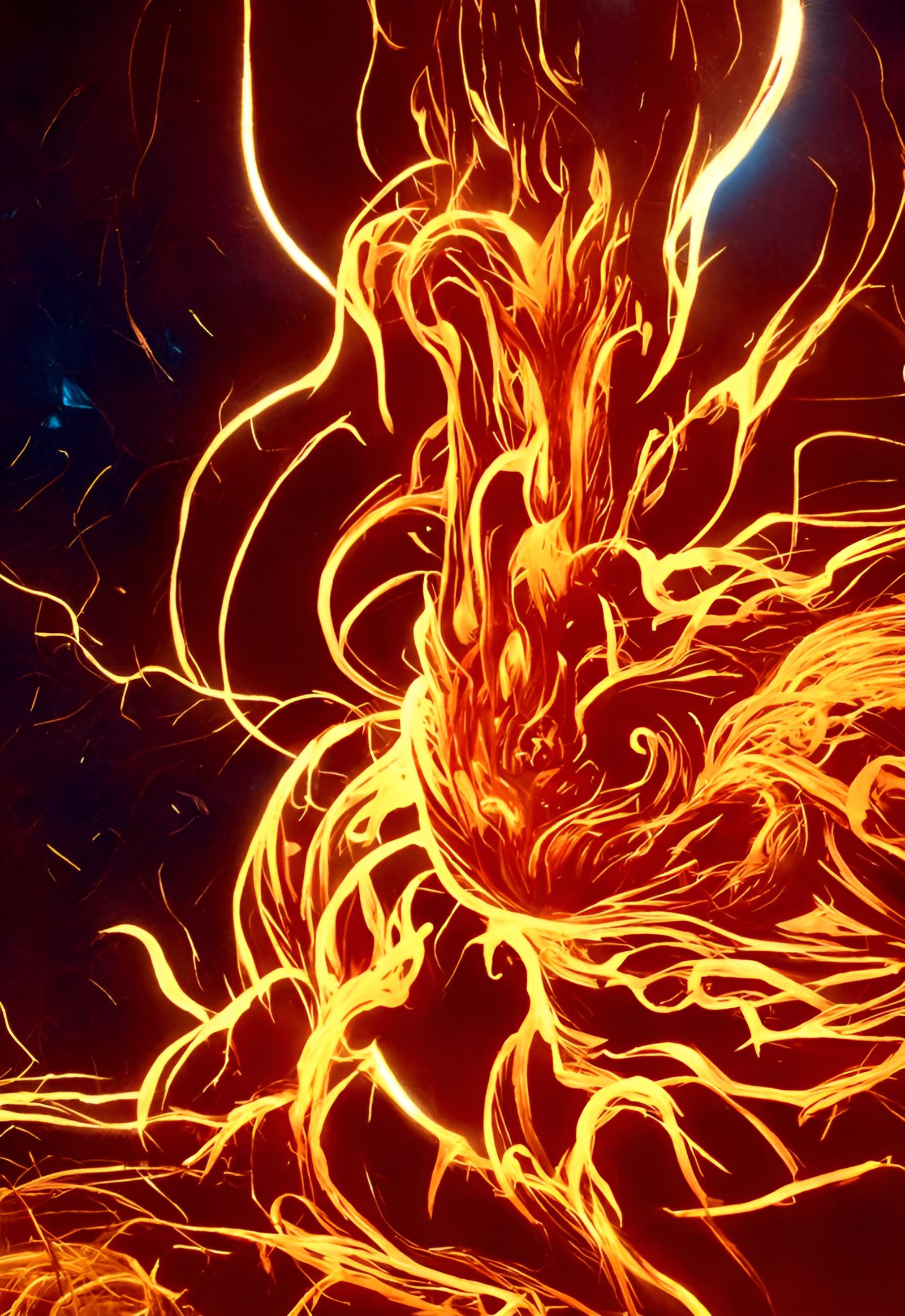 Exploding Fire Elemental Energy in Digital Illustration