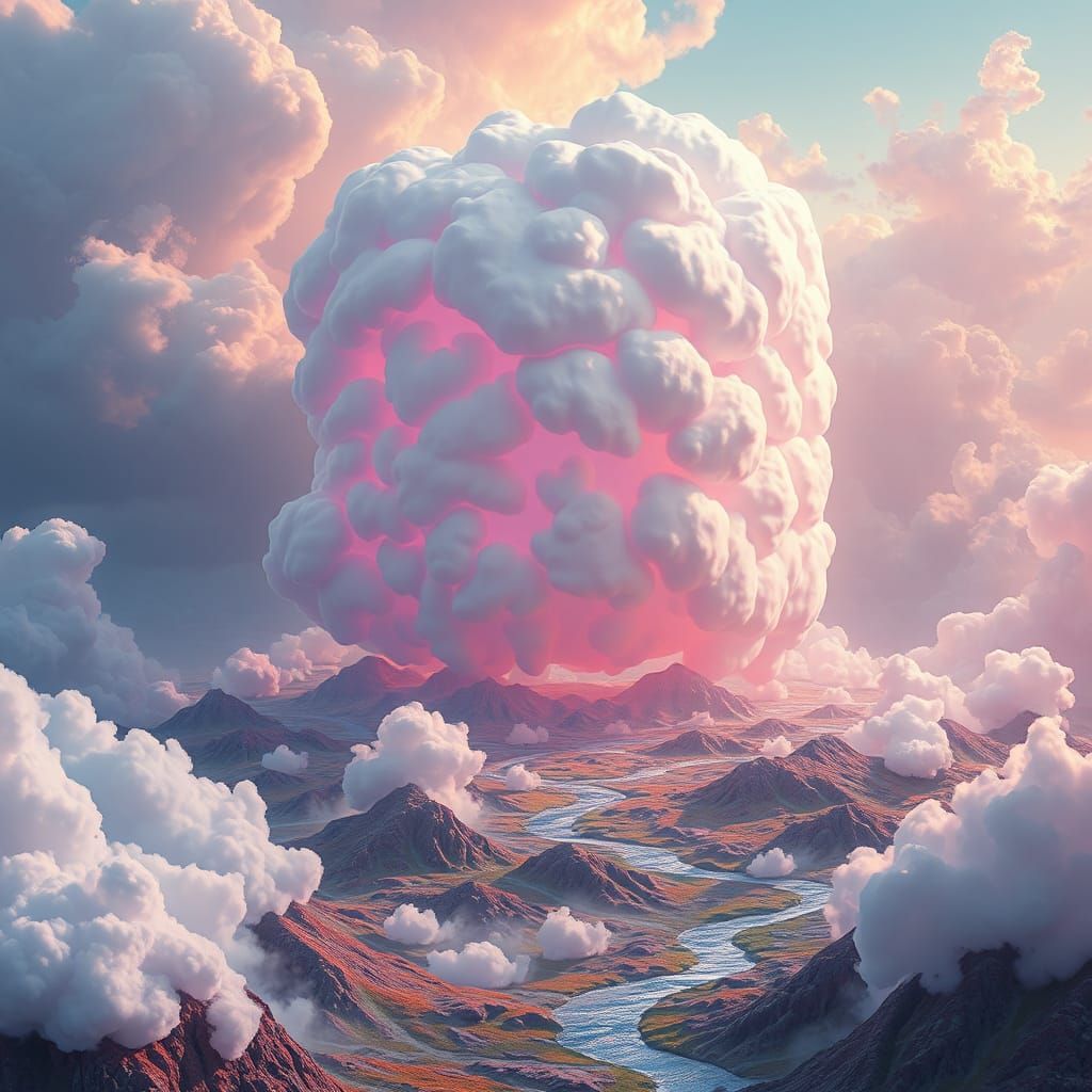 Surreal Marshmallow Dreamscape in Detailed Matte Painting