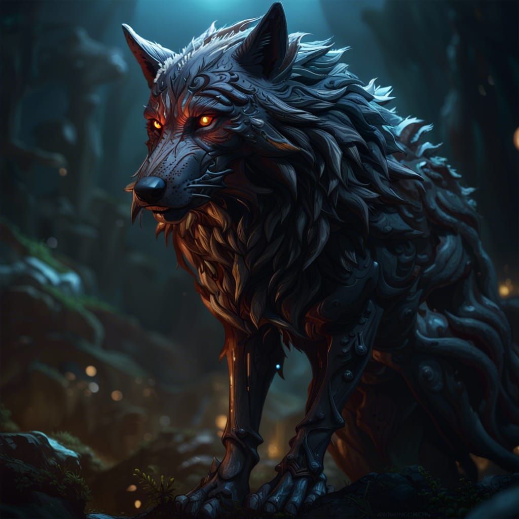 Dark Fantasy Hybrid Wolf Concept Art