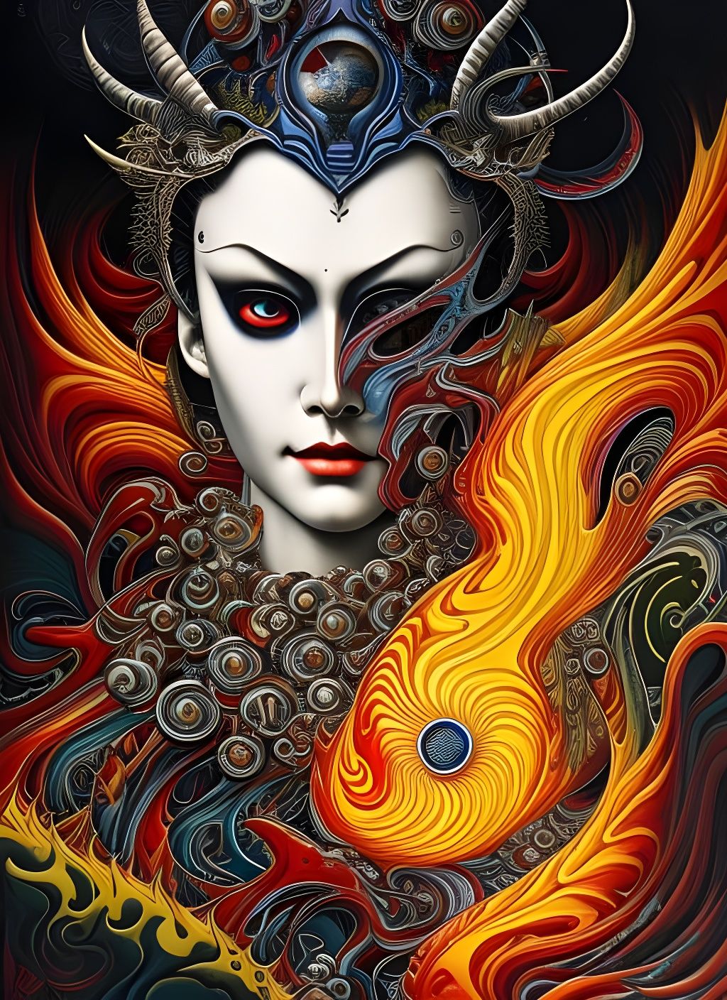 Gozu Tennō Fractals by Junji Ito Style