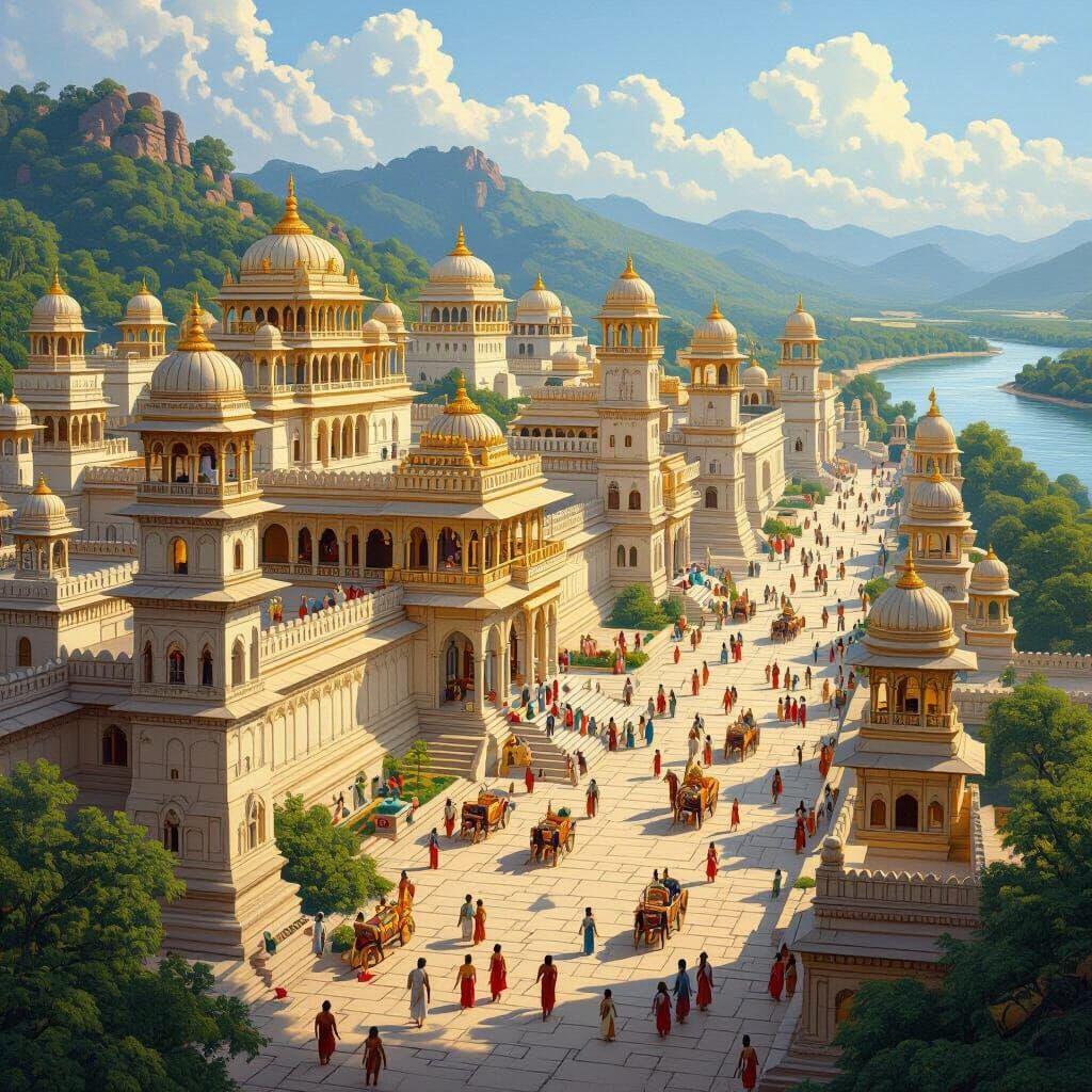Epic Ancient Indian Cityscape in Classical Style