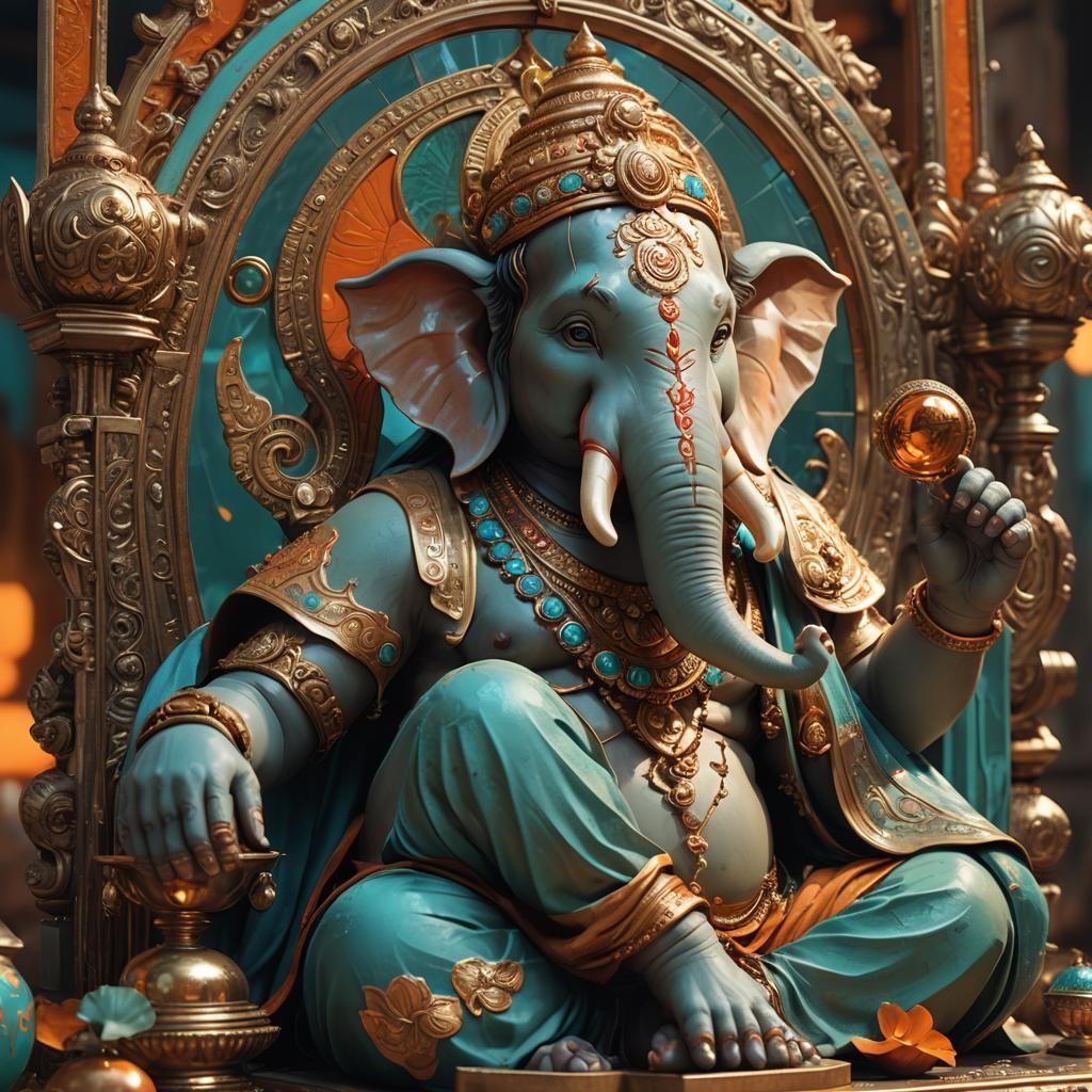Ganesha Chatting with Mirror Figure in Splash Art