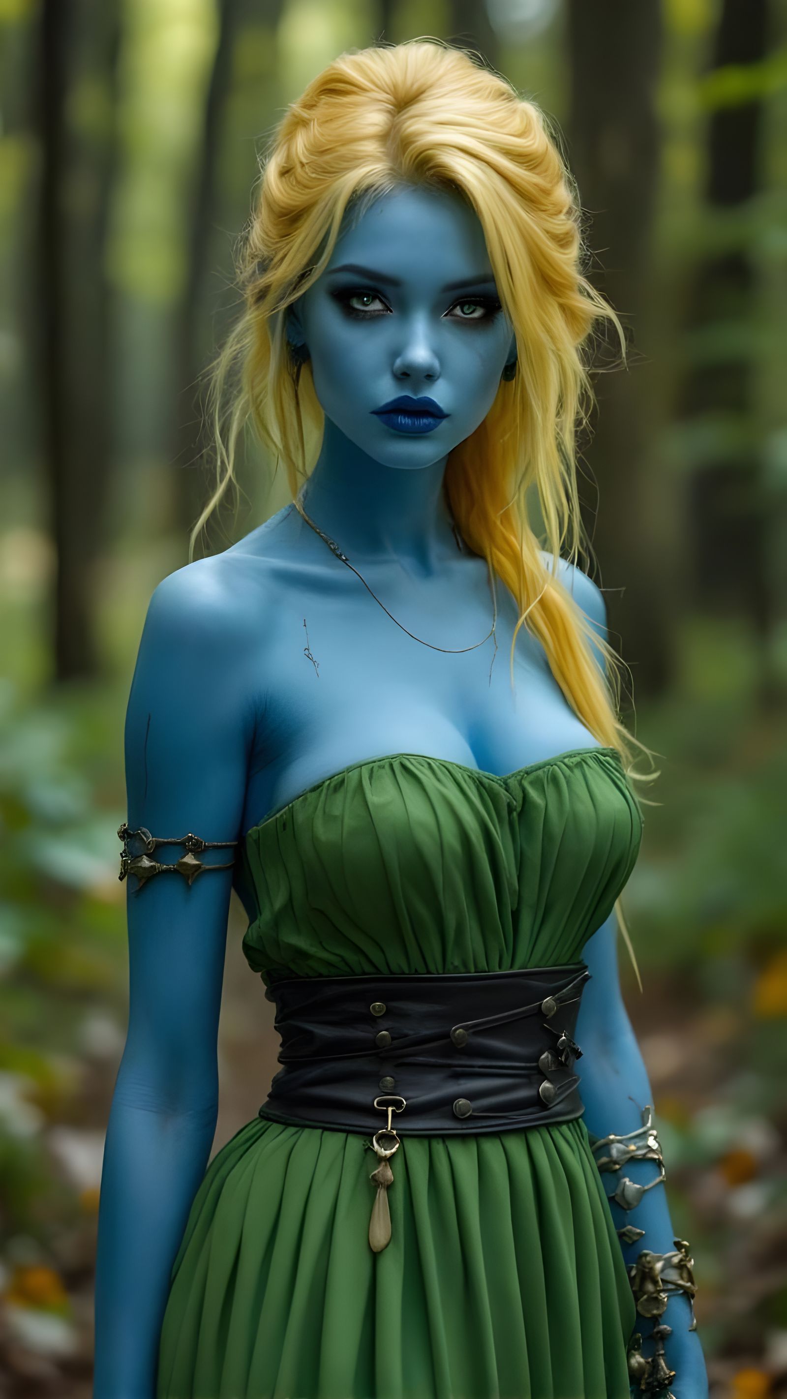 Goth Smurfette in Forest, Photorealistic 8k