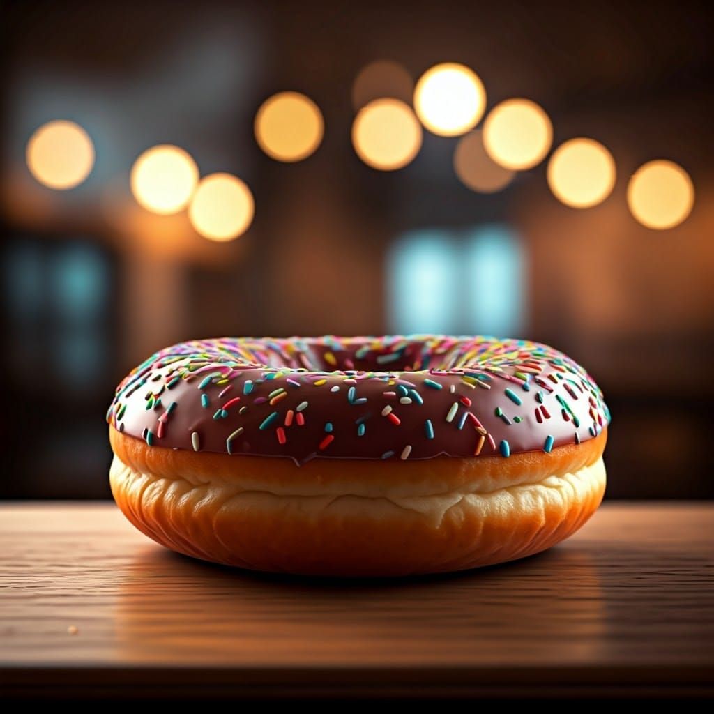 Fresh Donut in Futuristic Folk Art Style