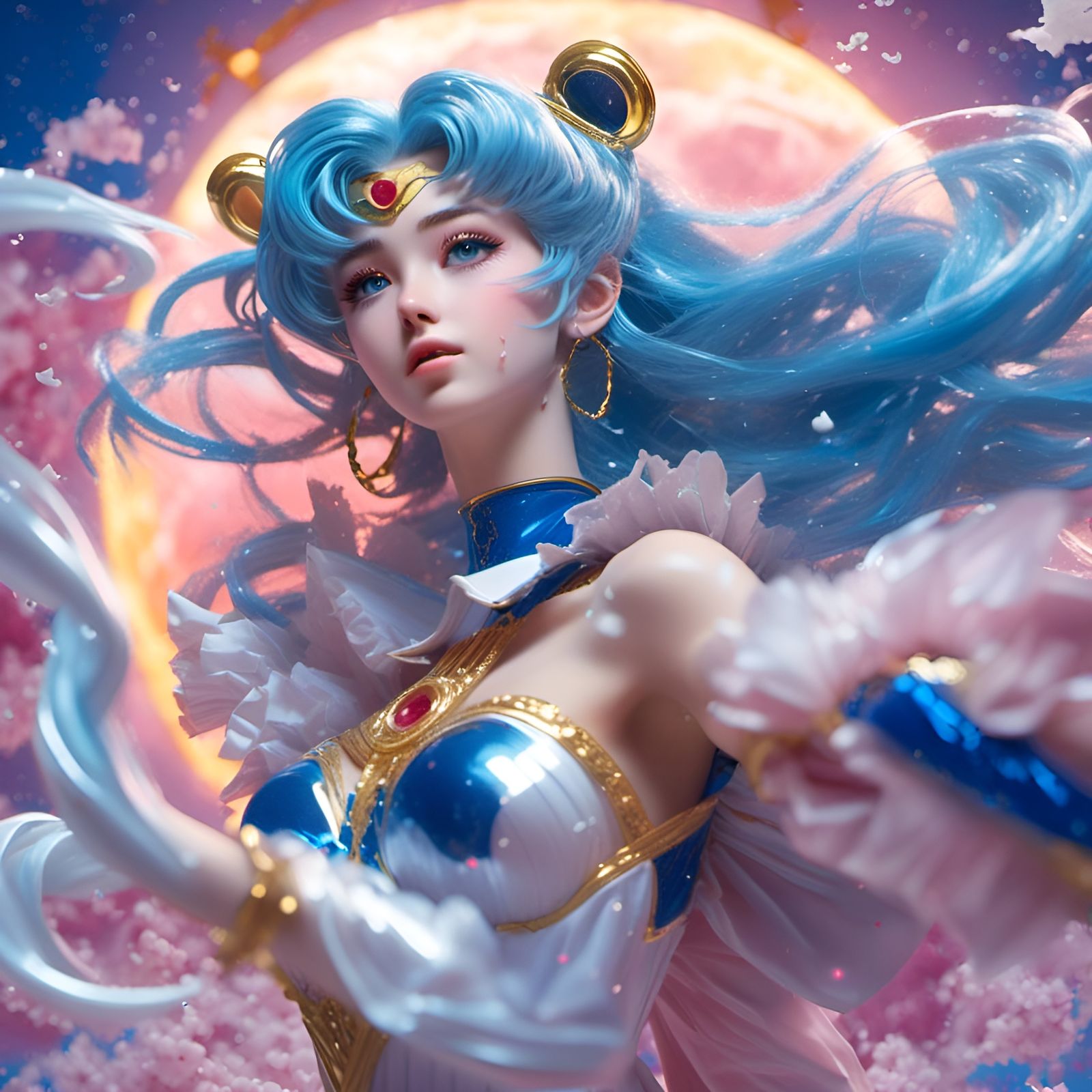 Hyperrealistic Sailor Moon Splash Art Portrait