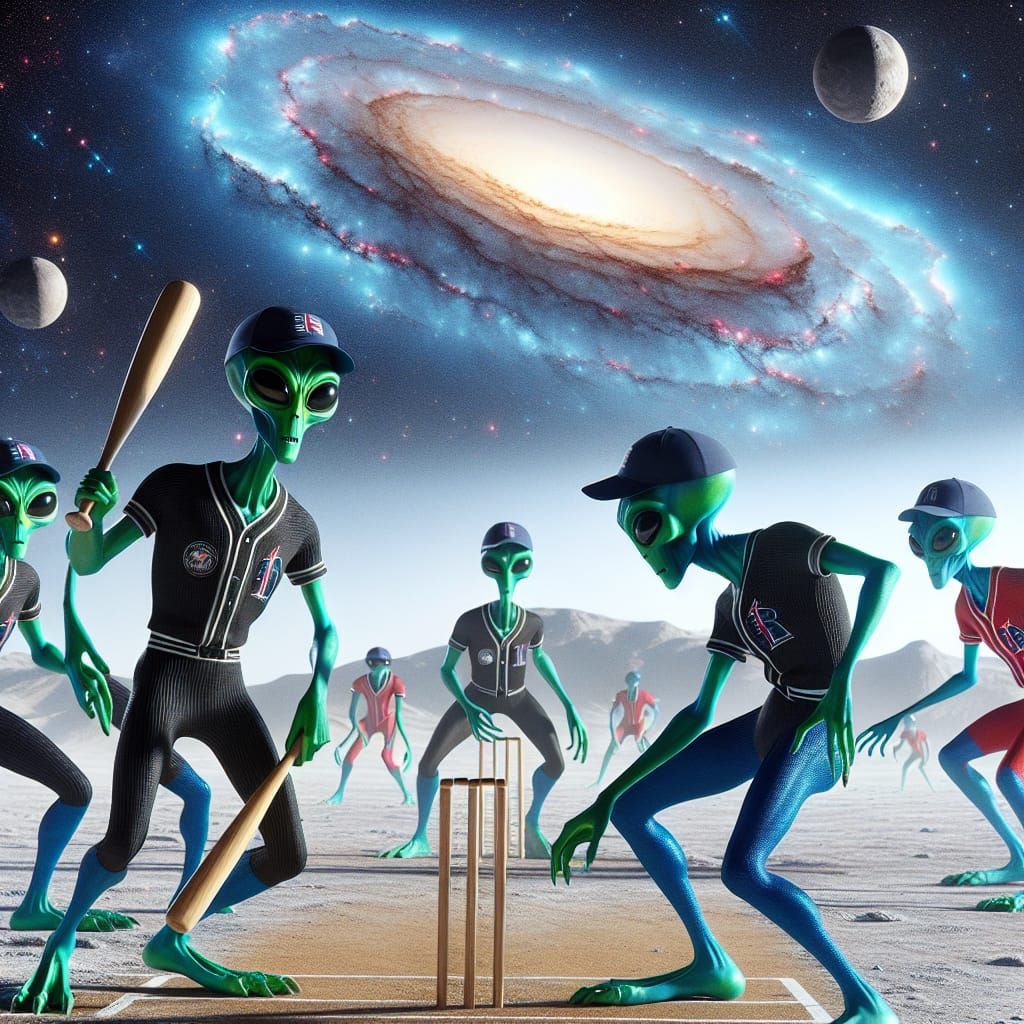 Aliens Play Baseball on the Moon