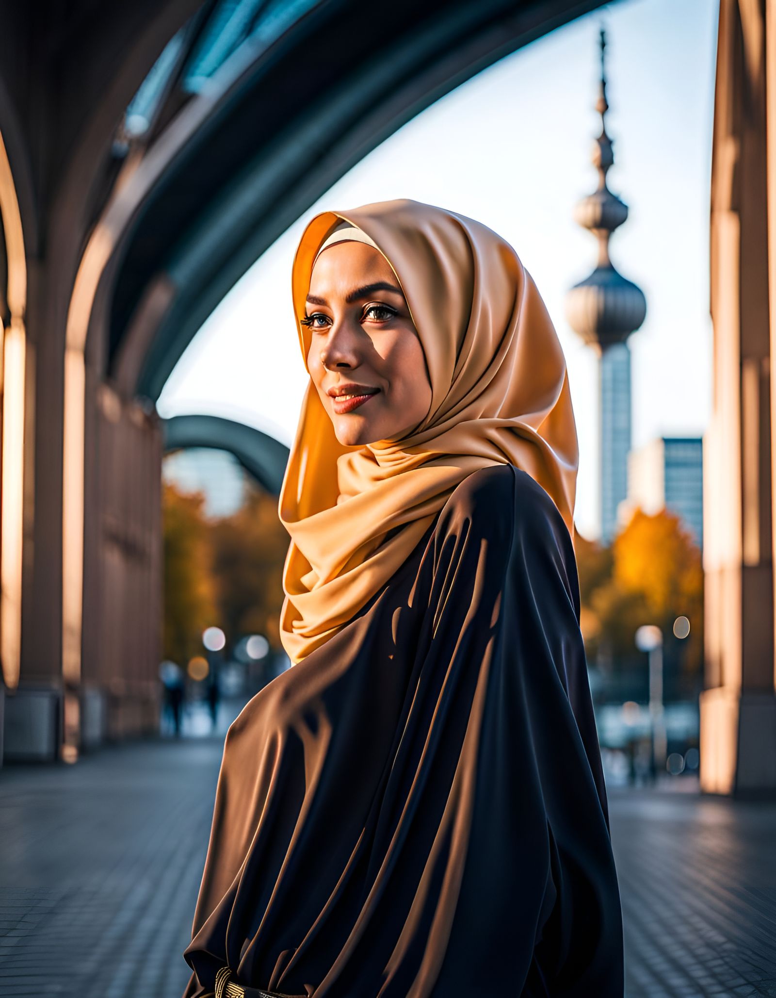 Hijabi Woman in Frankfurt: Ultra-Realistic Bust Portrait