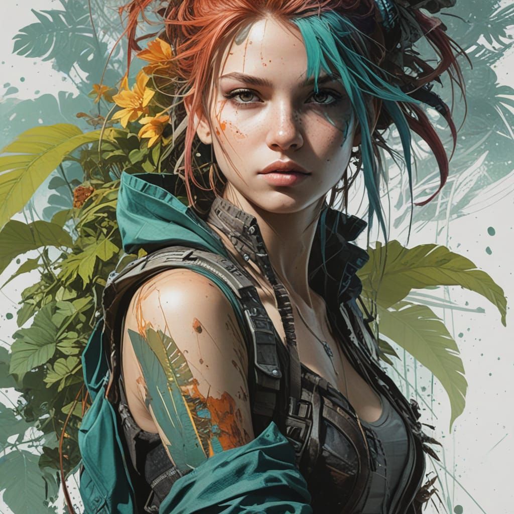 Ethereal Aetherpunk Jungle Explorer in Photorealistic Detail