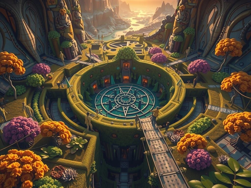 Fractal Maze: Hyperrealistic 3D Rendered Mandelbrot Landscap...