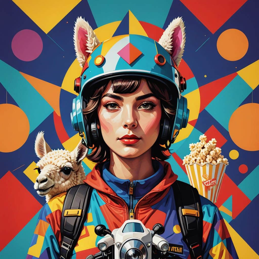 Vibrant Adventurer in Retro Digital Art